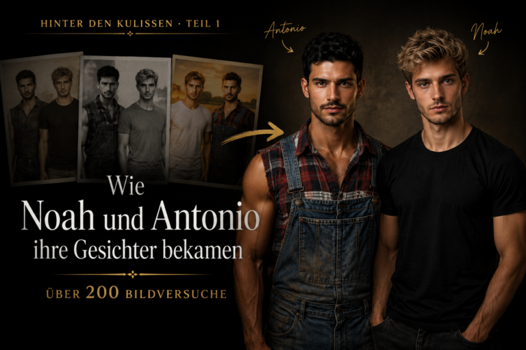 Illustration zu den Romanfiguren Noah und Antonio und ihrer Entstehung
