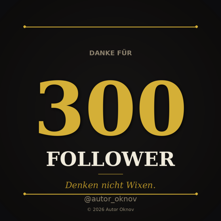 Grafik mit der Aufschrift „Danke für 300 Follower“ von Autor Oknov