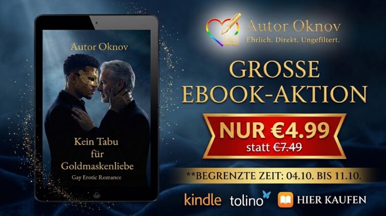 Buchcover Kein Tabu für Goldmaskenliebe neben dem Hinweis auf eine E-Book-Aktion für 4,99 Euro