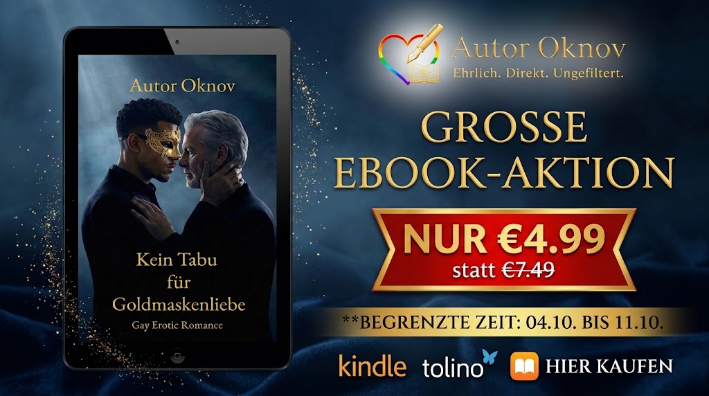 Buchcover Kein Tabu für Goldmaskenliebe neben dem Hinweis auf eine E-Book-Aktion für 4,99 Euro