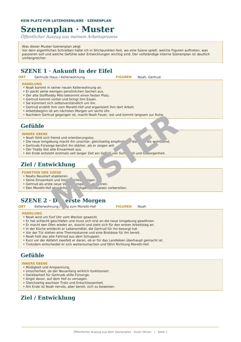 Szenenplan – Szenen 1 und 2 – MUSTER